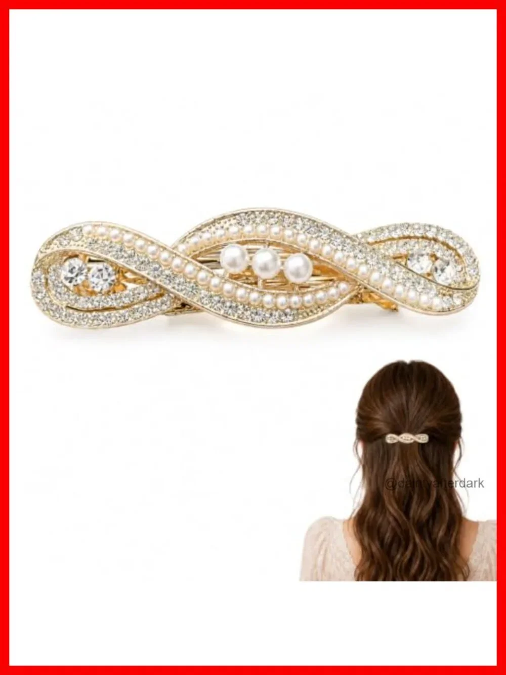 Infinity Symbol Pearl Rhinestone Hair Clip for Women Weddings